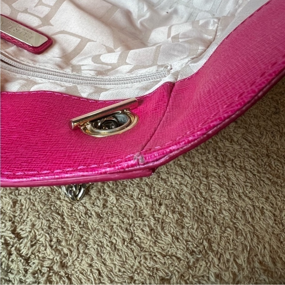 Furla Julia Tote Shoulder Bag with Matching Zip Pouch in Barbie Pink Leather EUC - Picture 16 of 16